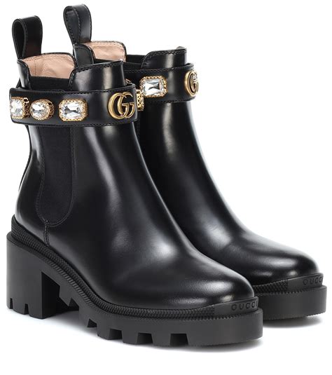 gucci leather black|gucci black leather ankle boots.